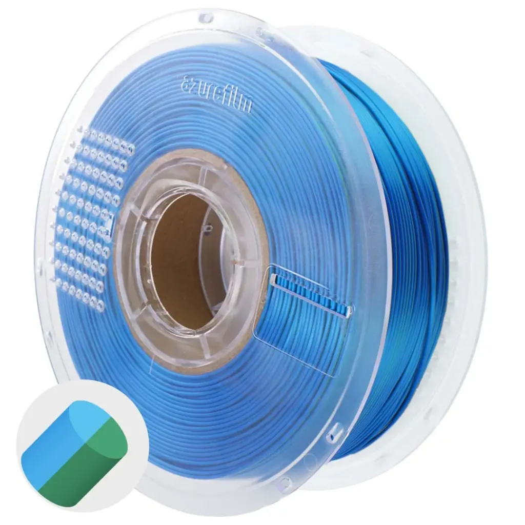 Azurefilm PLA 1,75mm 1kg multicolor silk tweekleurige smaragd surf