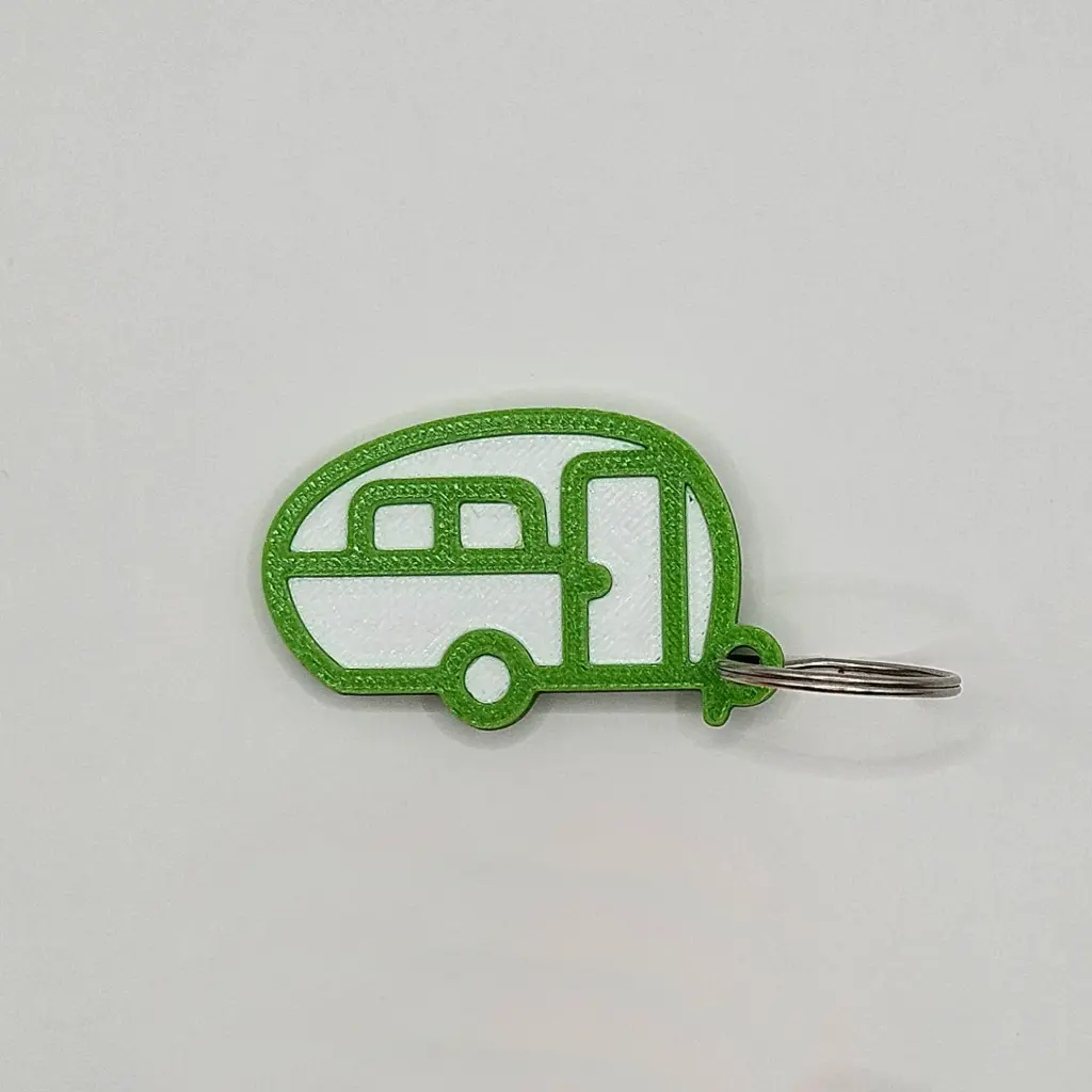 Wohnwagen-Schlüsselanhänger (Grün/Weiß)