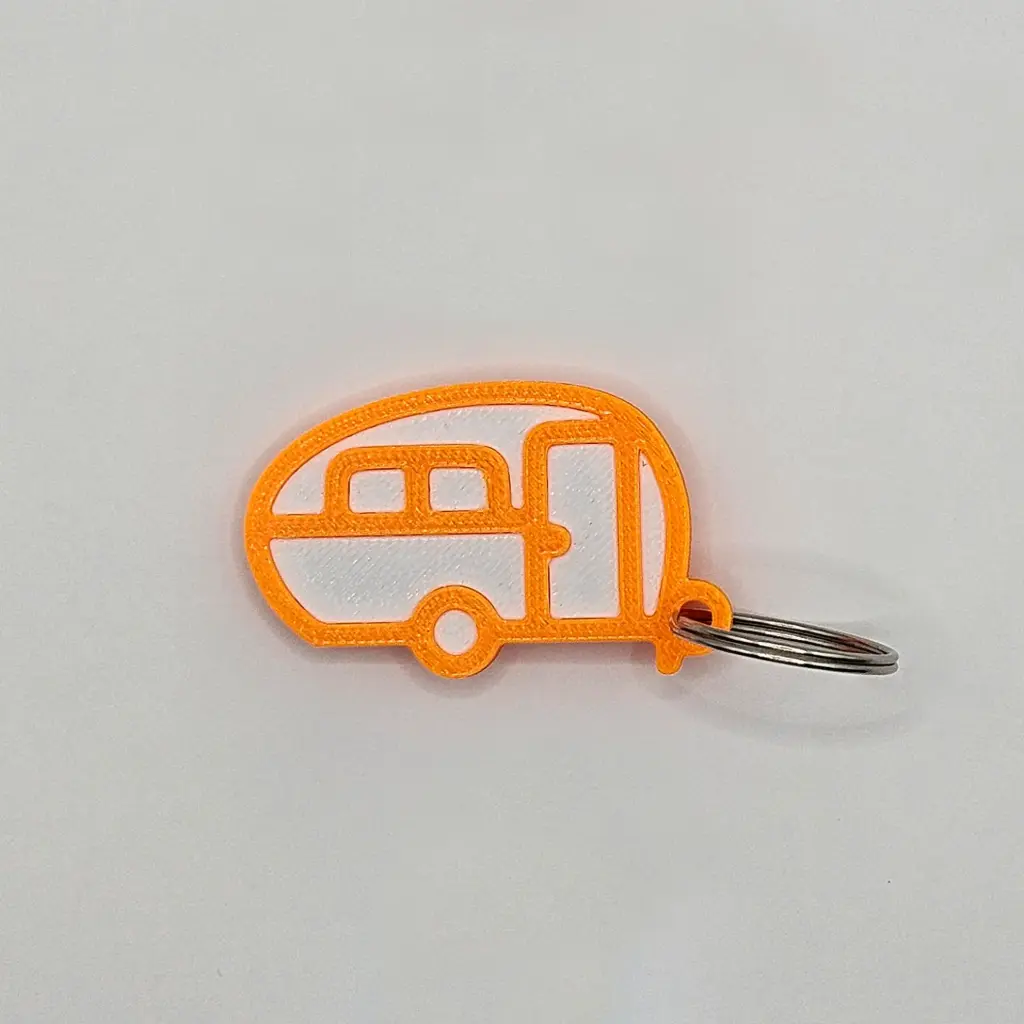 Wohnwagen-Schlüsselanhänger (Orange/Weiß)
