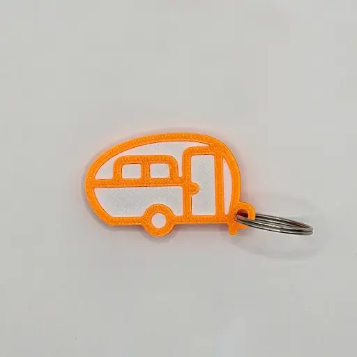 Wohnwagen-Schlüsselanhänger (Orange/Weiß)